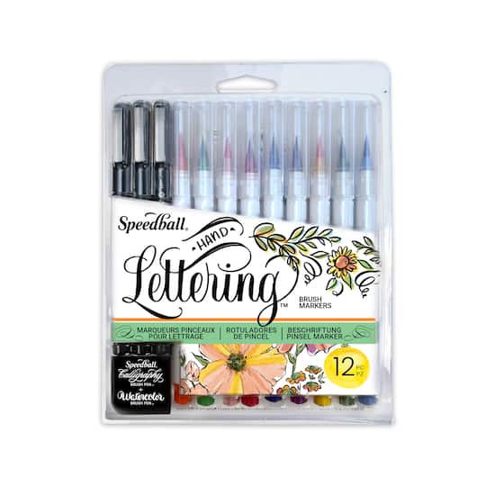 Speedball® Hand-Lettering Calligraphy & Watercolor Brush Marker Set